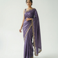 Purple Satin Crepe Saree
