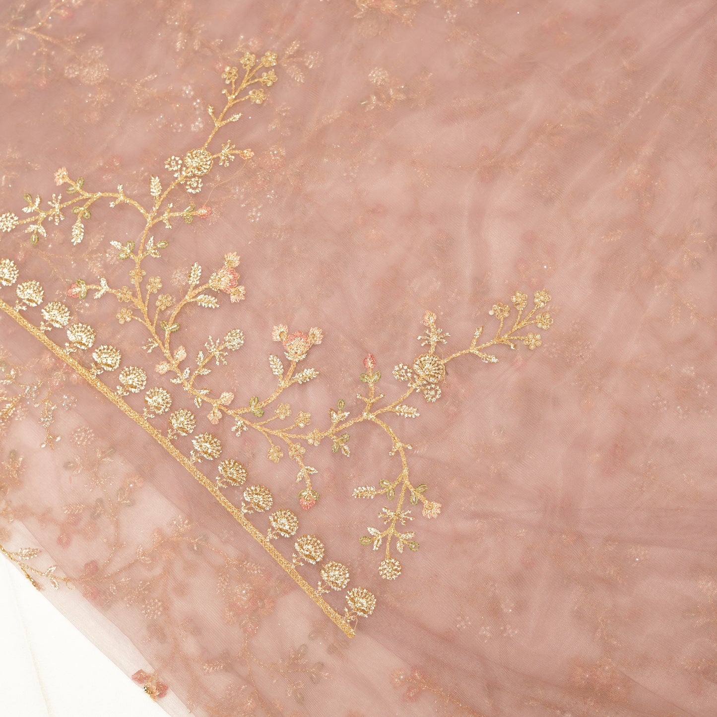 Lilac Multicolour Net Saree