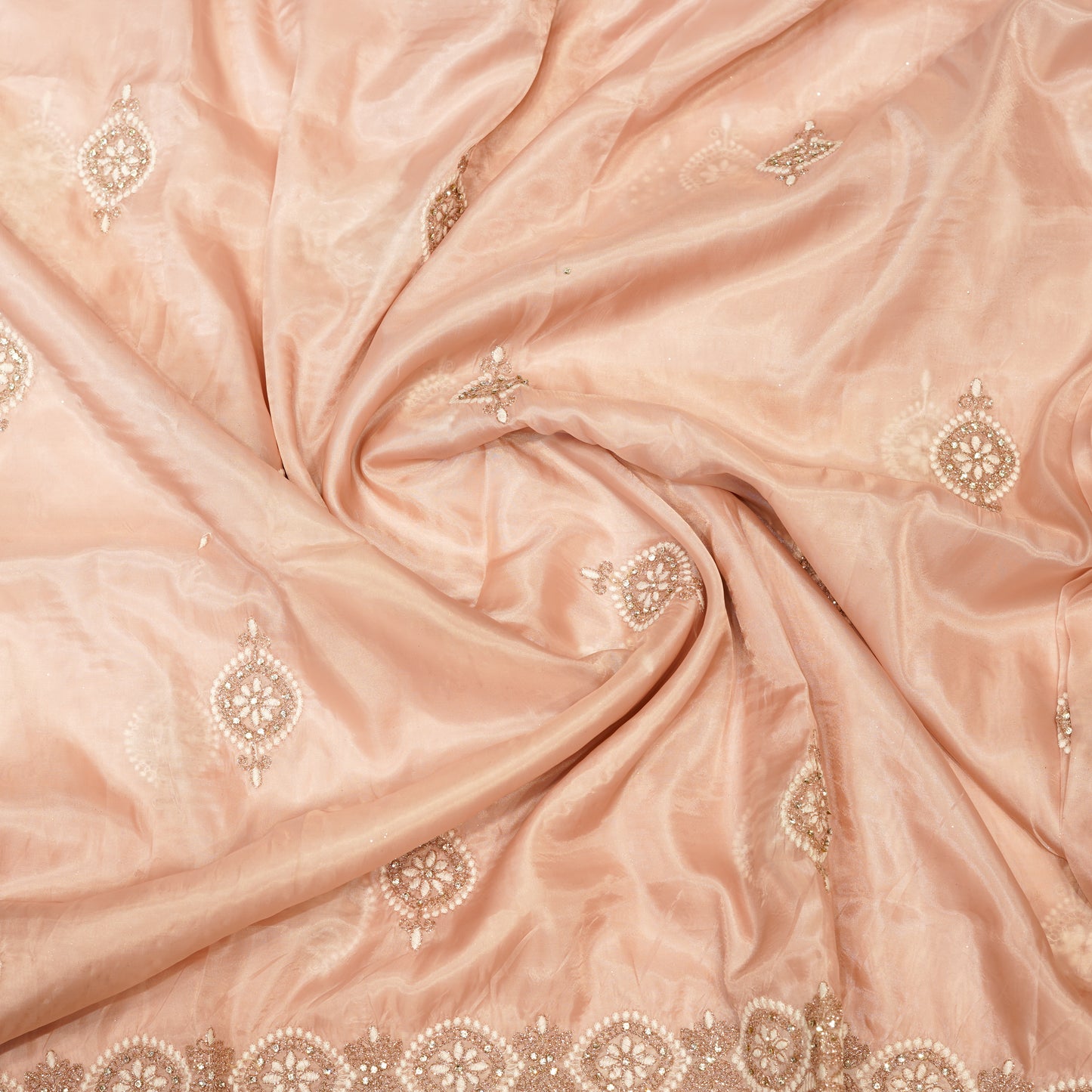 Peach Pink Glass Tissue Silk Saree