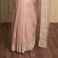 Peach Pink Glass Tissue Silk Saree