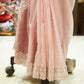 Peach Pink Glass Tissue Silk Saree