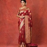 Maroon Semi Katan Silk Saree