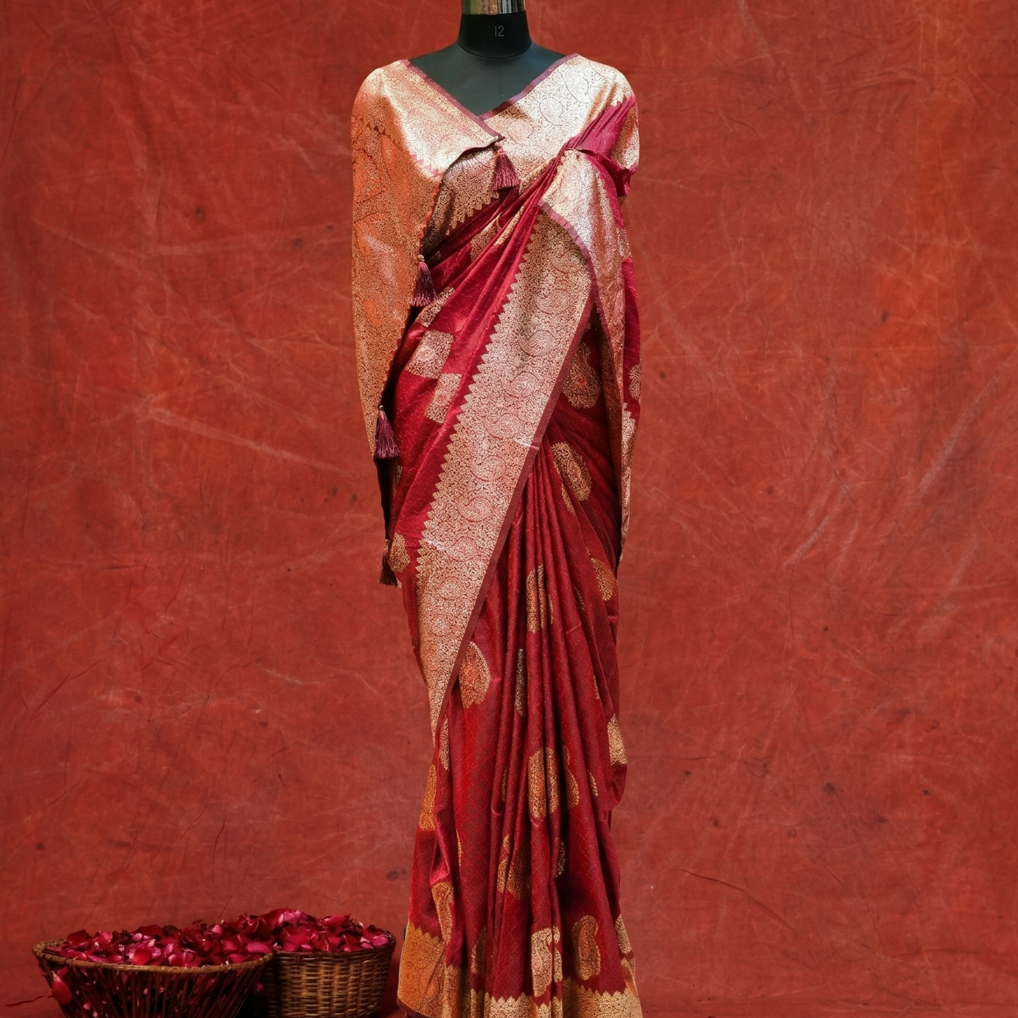 Maroon Semi Katan Silk Saree