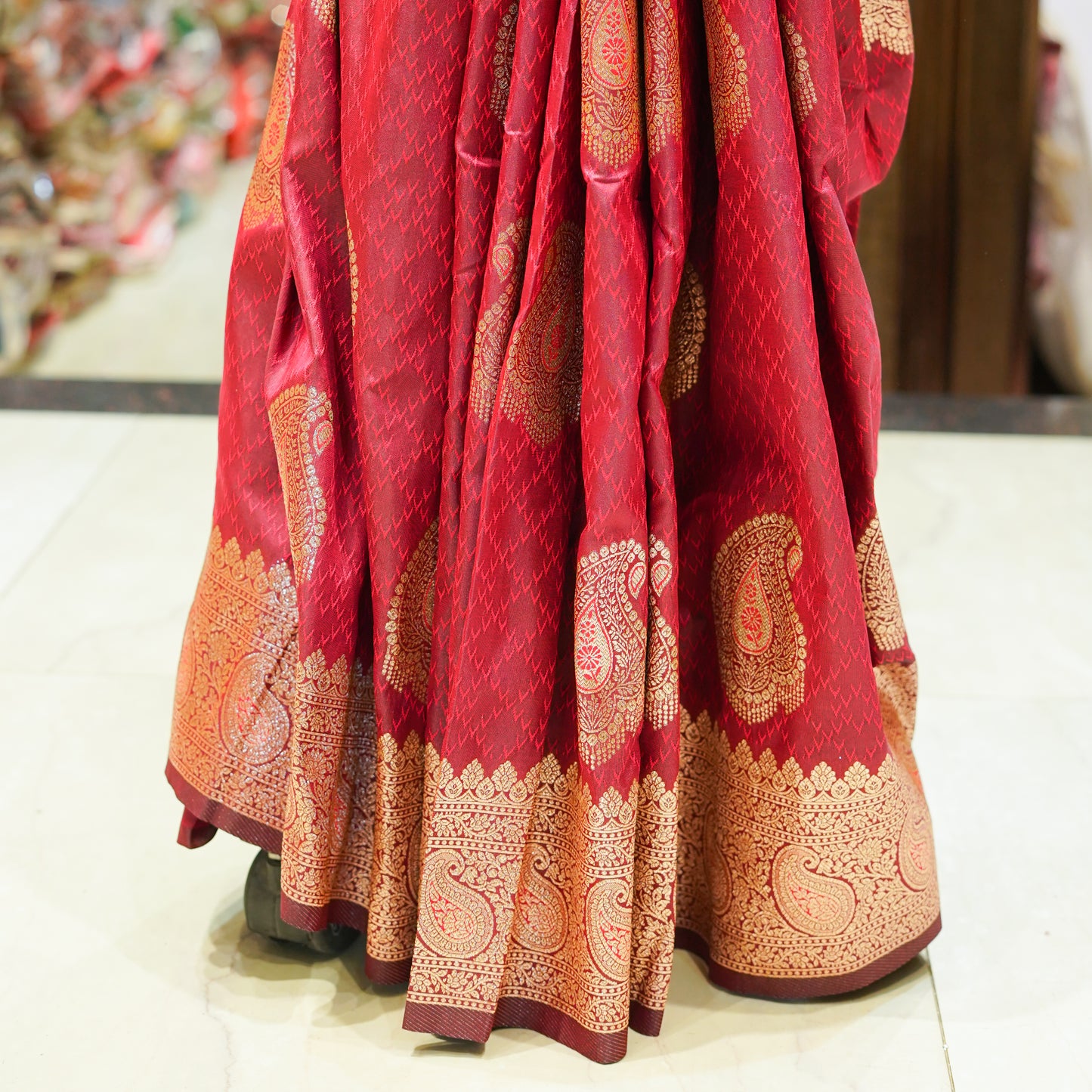 Maroon Semi Katan Silk Saree