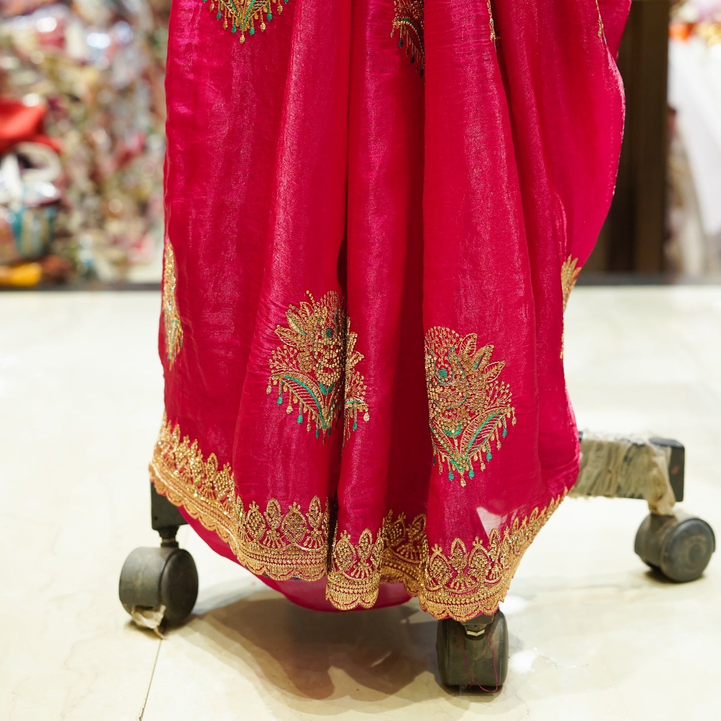 Pink Designer Gold Saree