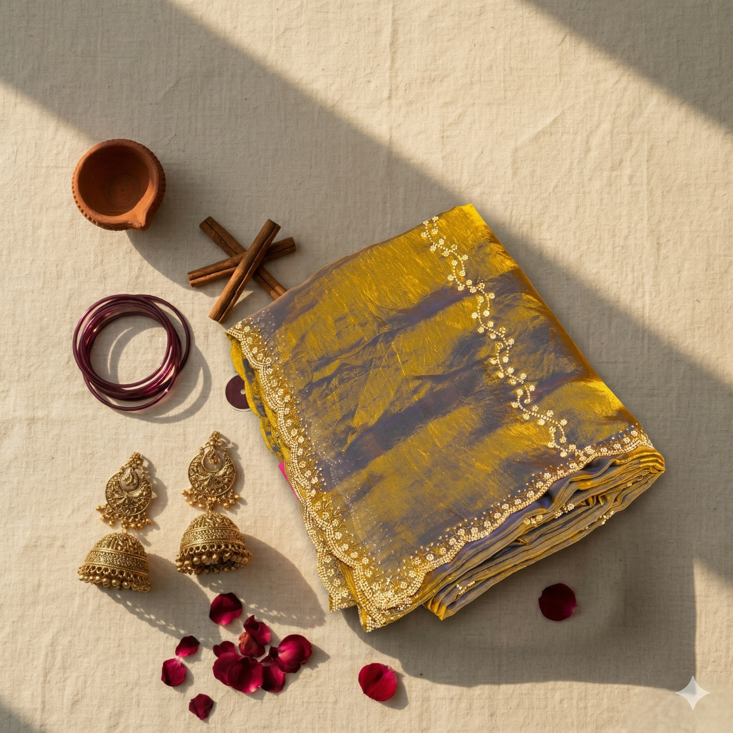 Mustard Yellow Mushroom Silk Saree
