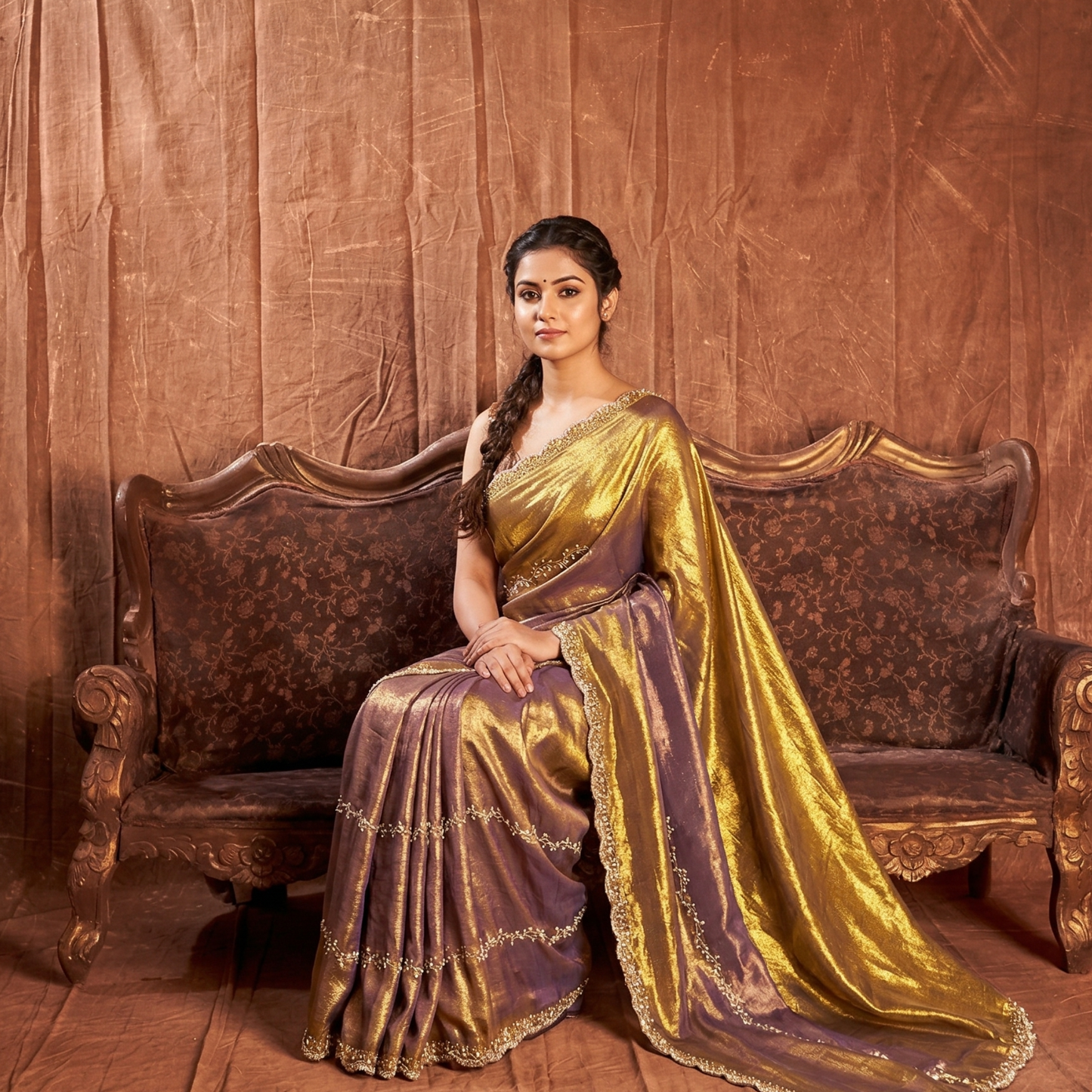Mustard Yellow Mushroom Silk Saree