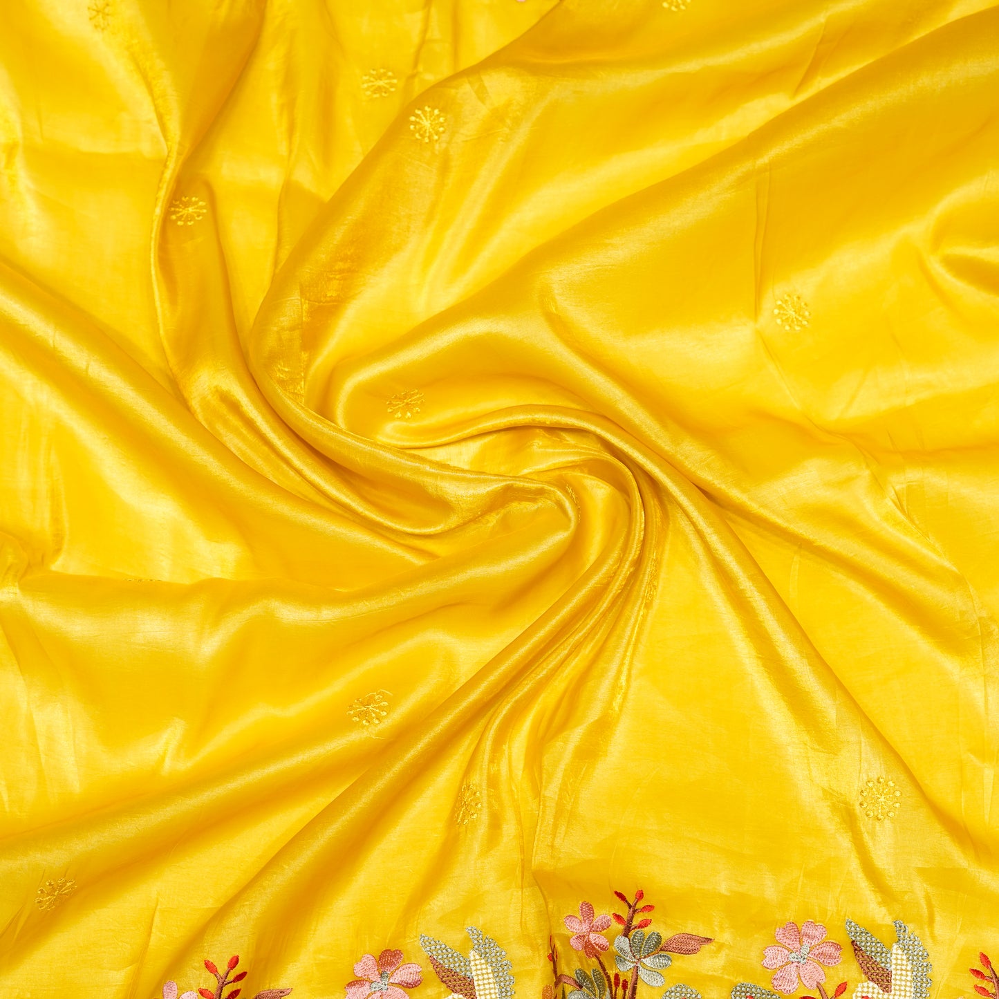Mustard Yellow Embroidered saree