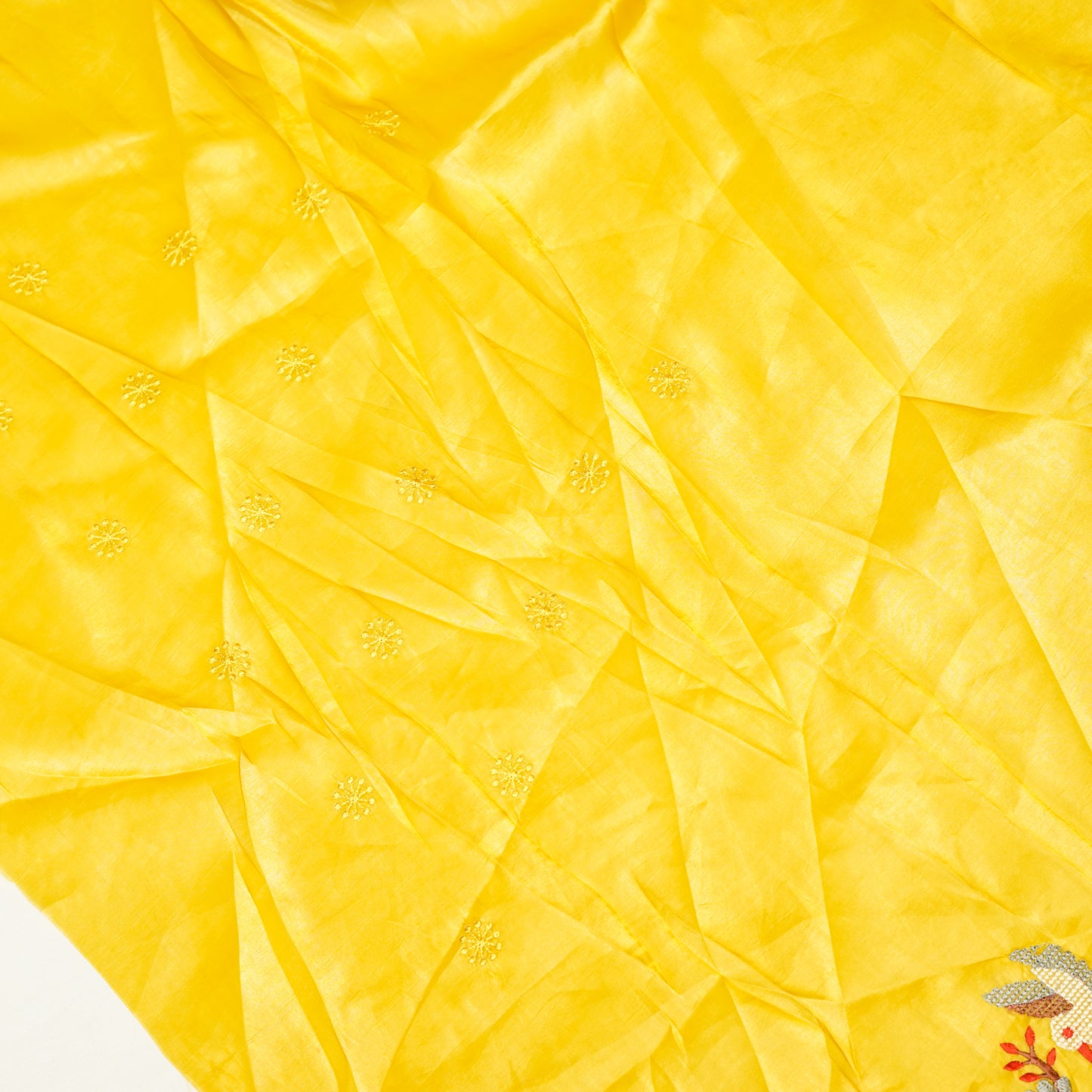 Mustard Yellow Embroidered saree