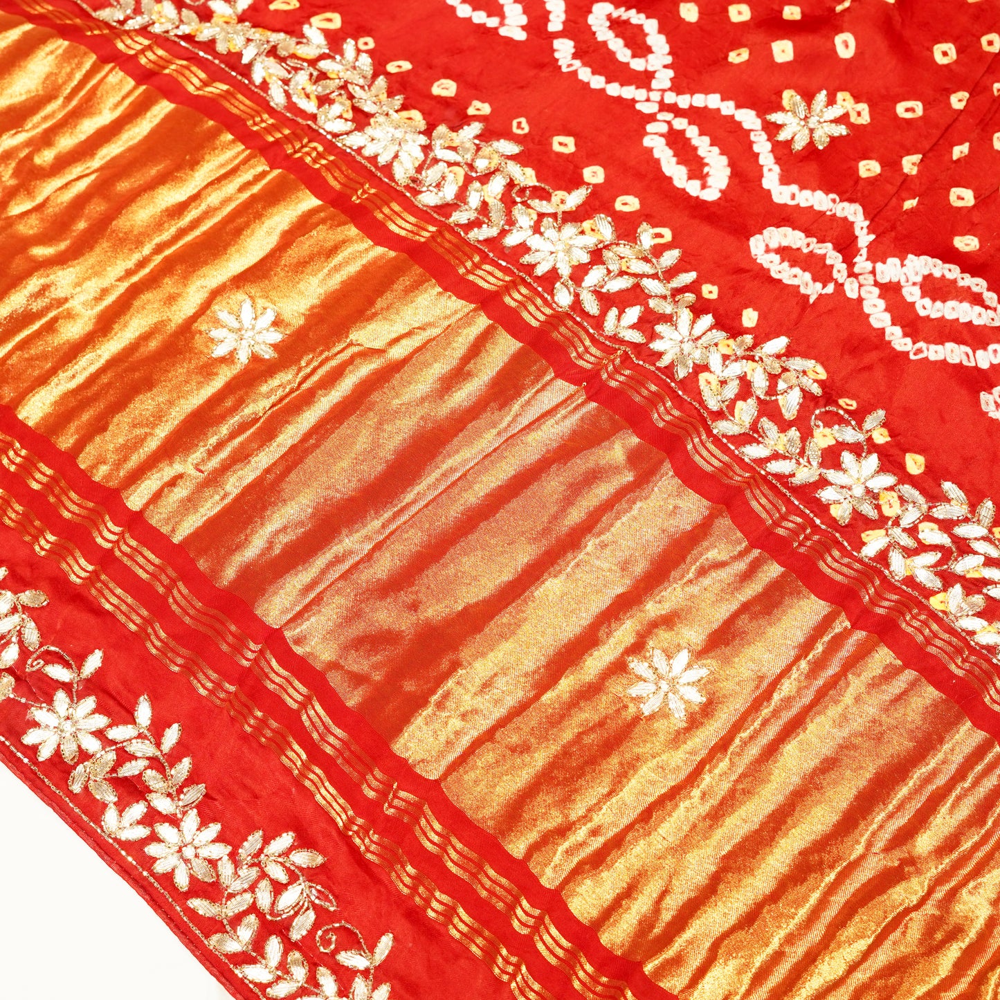 Red Bandhani Print Saree