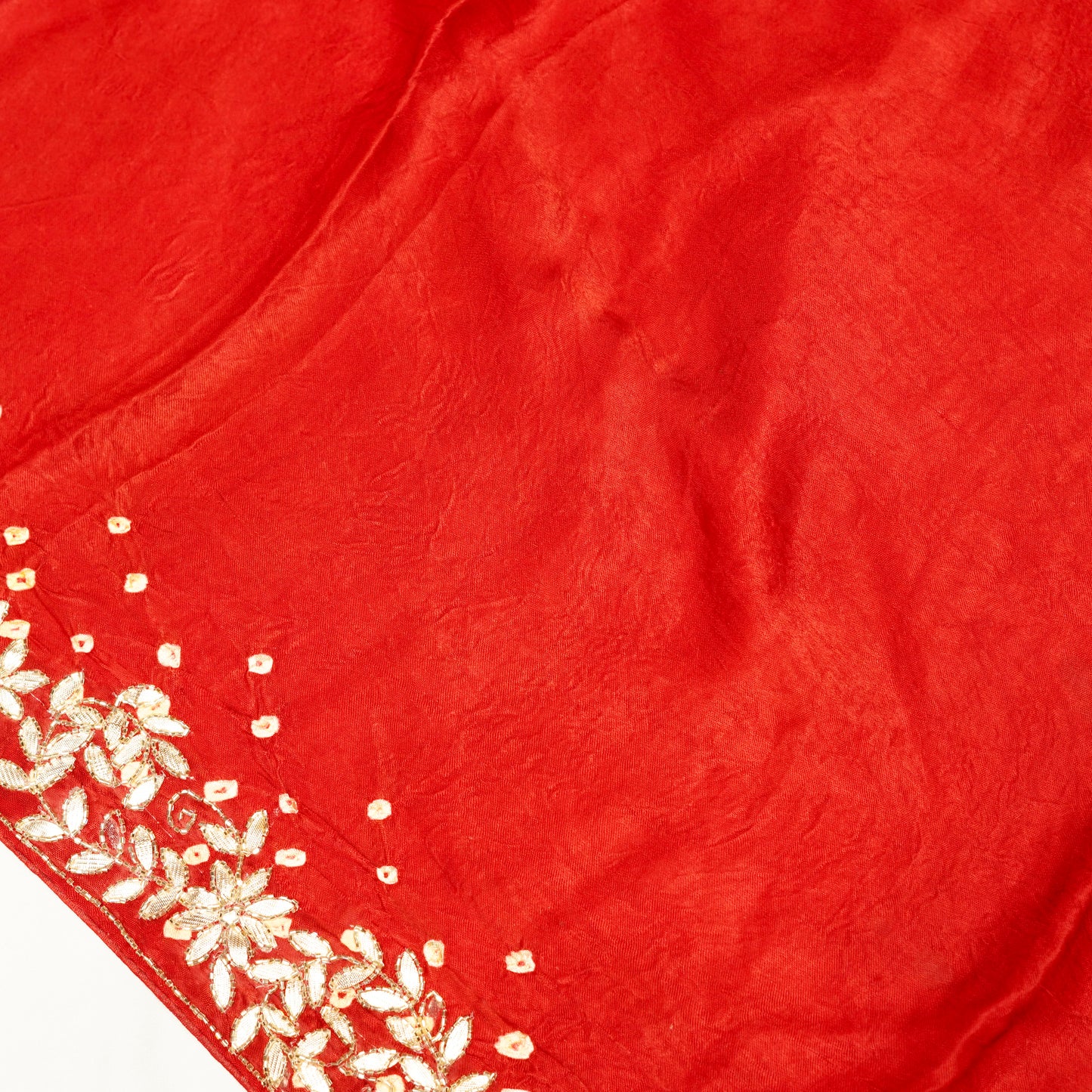 Red Bandhani Print Saree