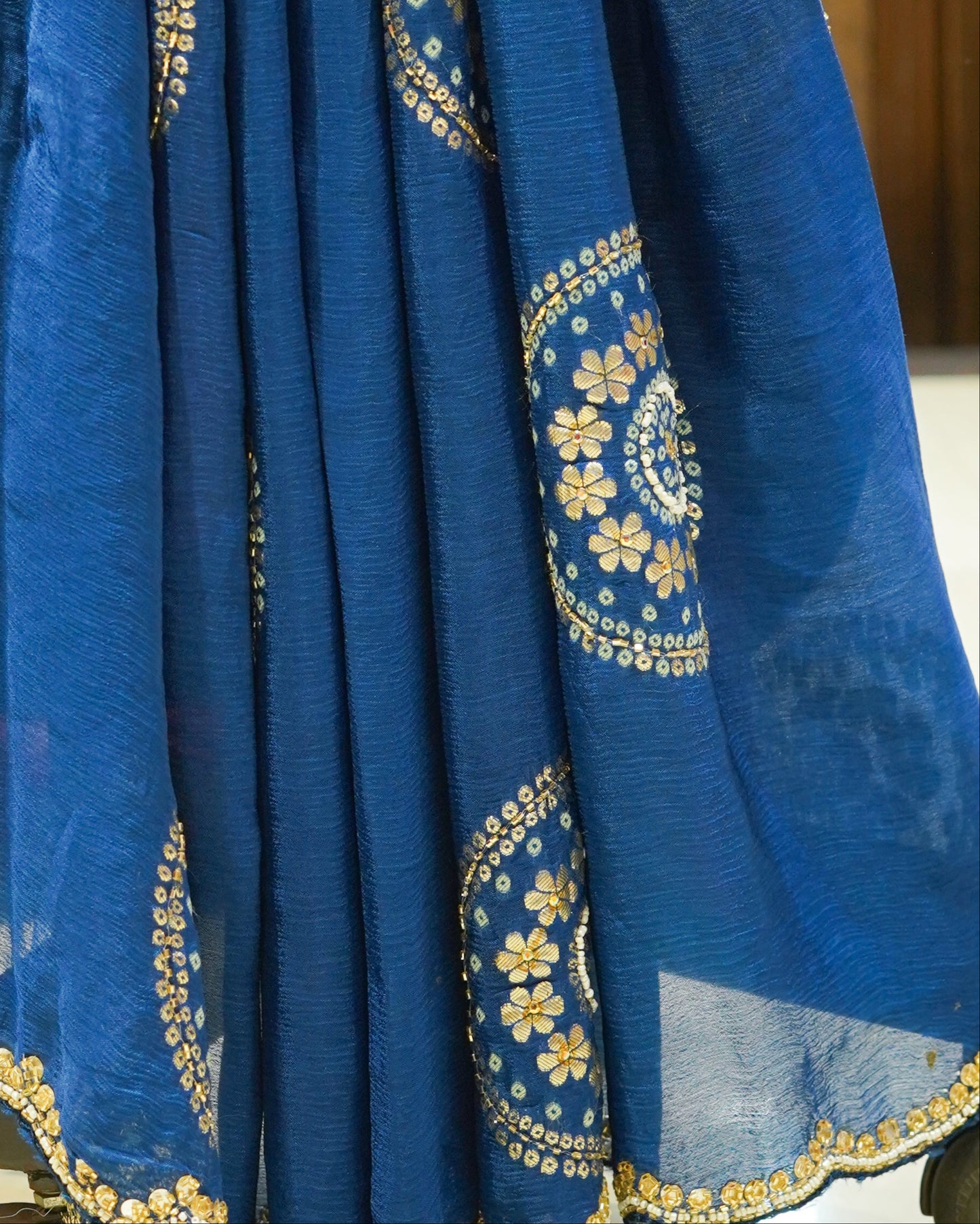 Navy Blue Bandhej Saree