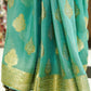 Firozi Chiffon Zari Saree