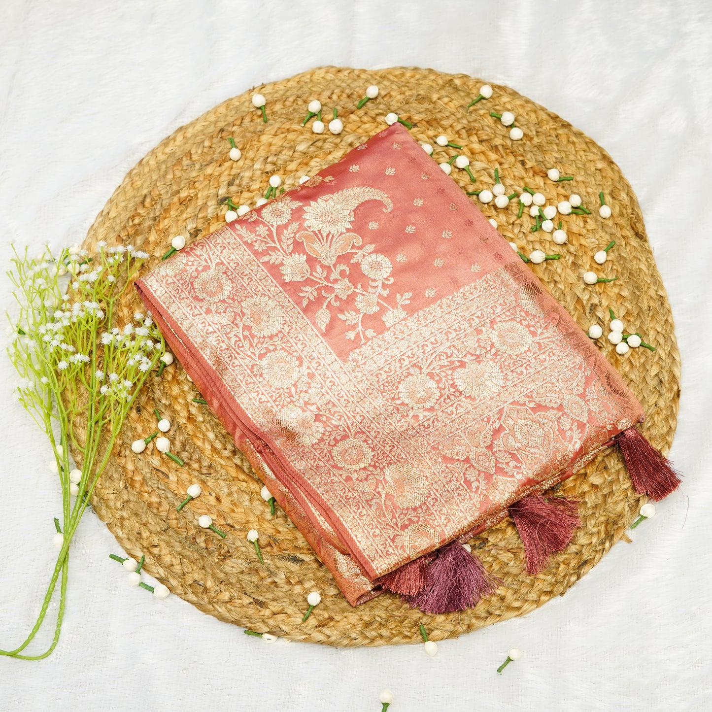 Onion Pink Banarasi Silk Saree