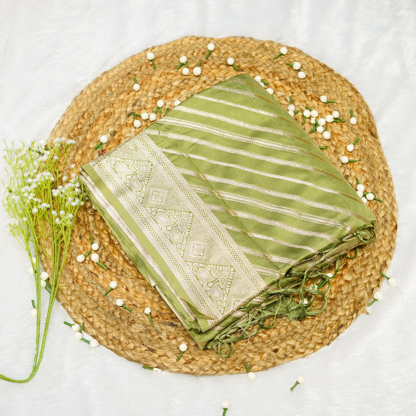 Pista Green Saree