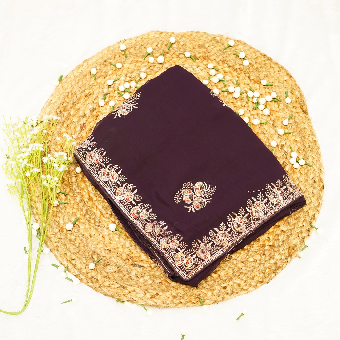 Dark Purple Designer Saree