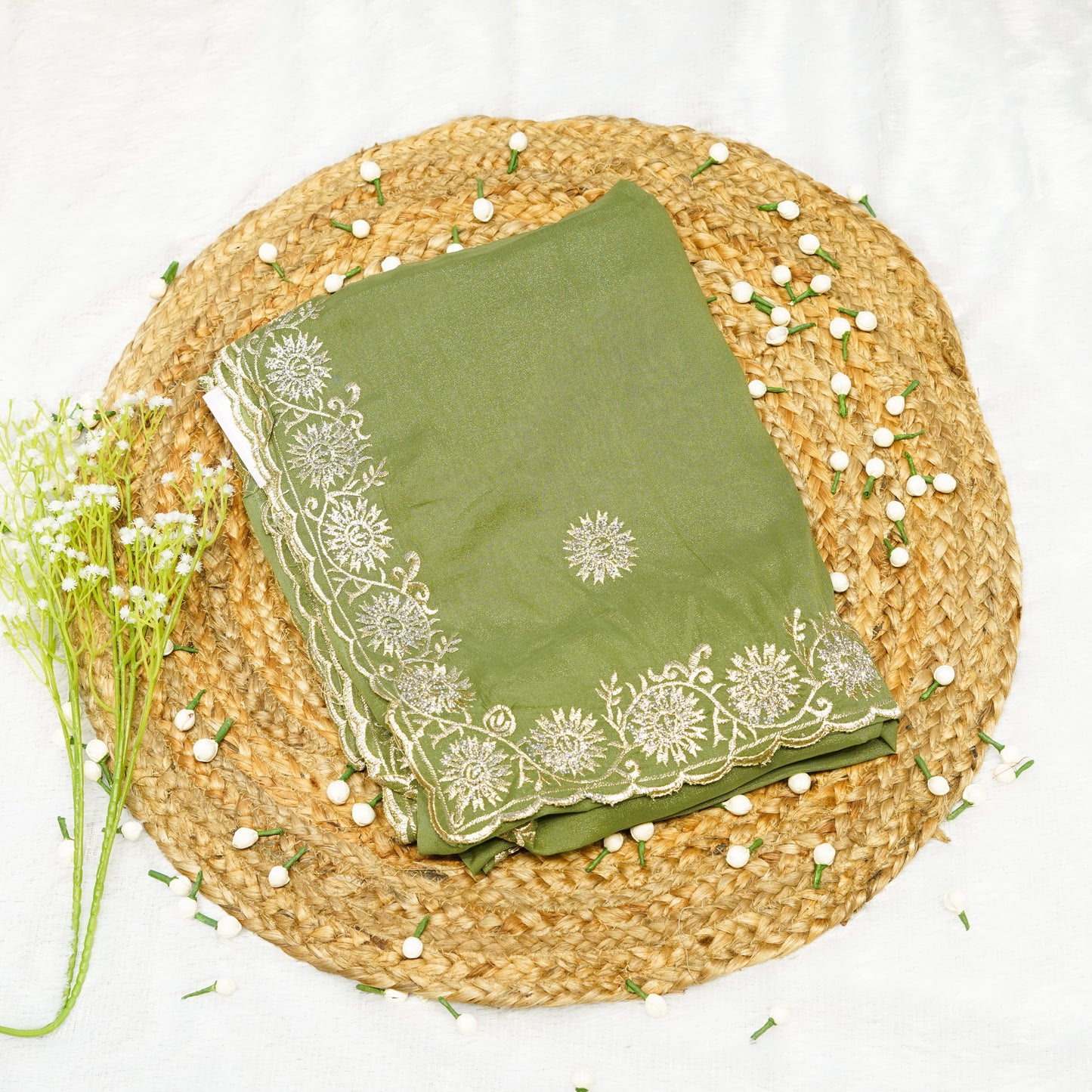 Pista Green Designer Saree