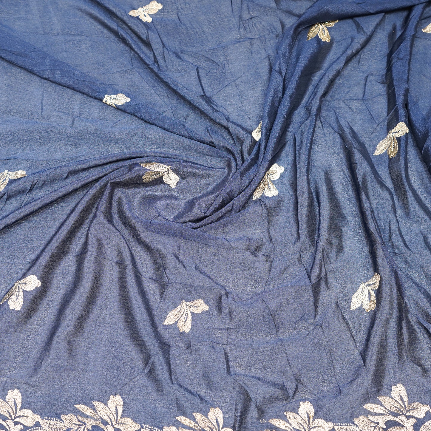 Dark Blue Crepe Saree