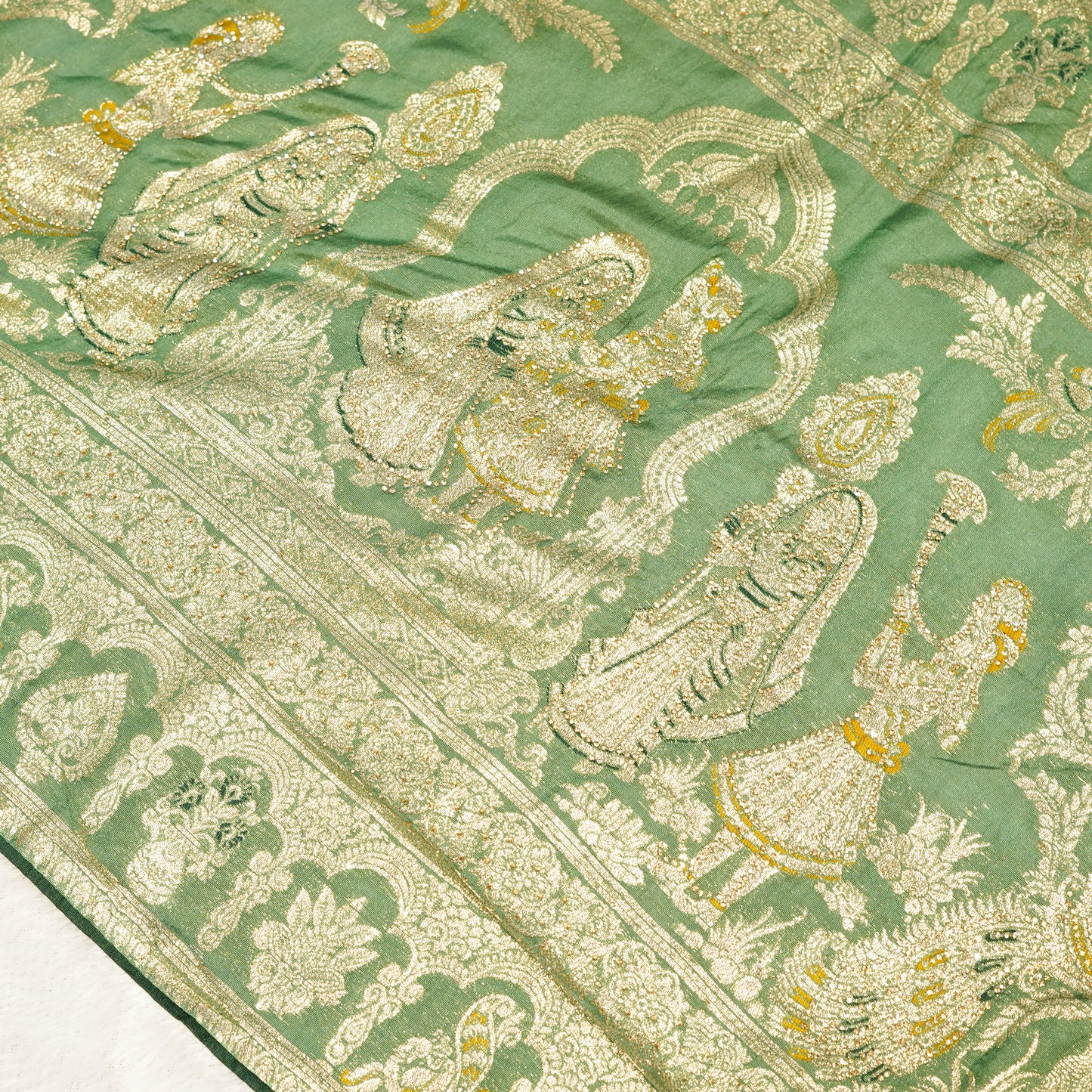 Mint Green Gold Saree