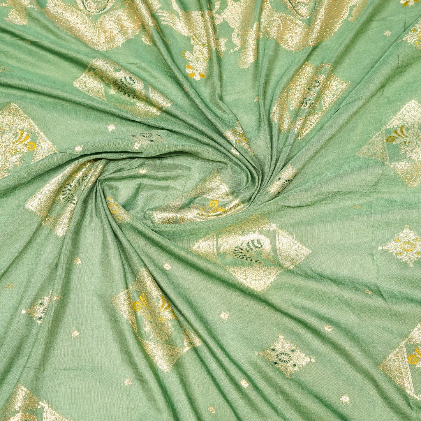 Mint Green Gold Saree