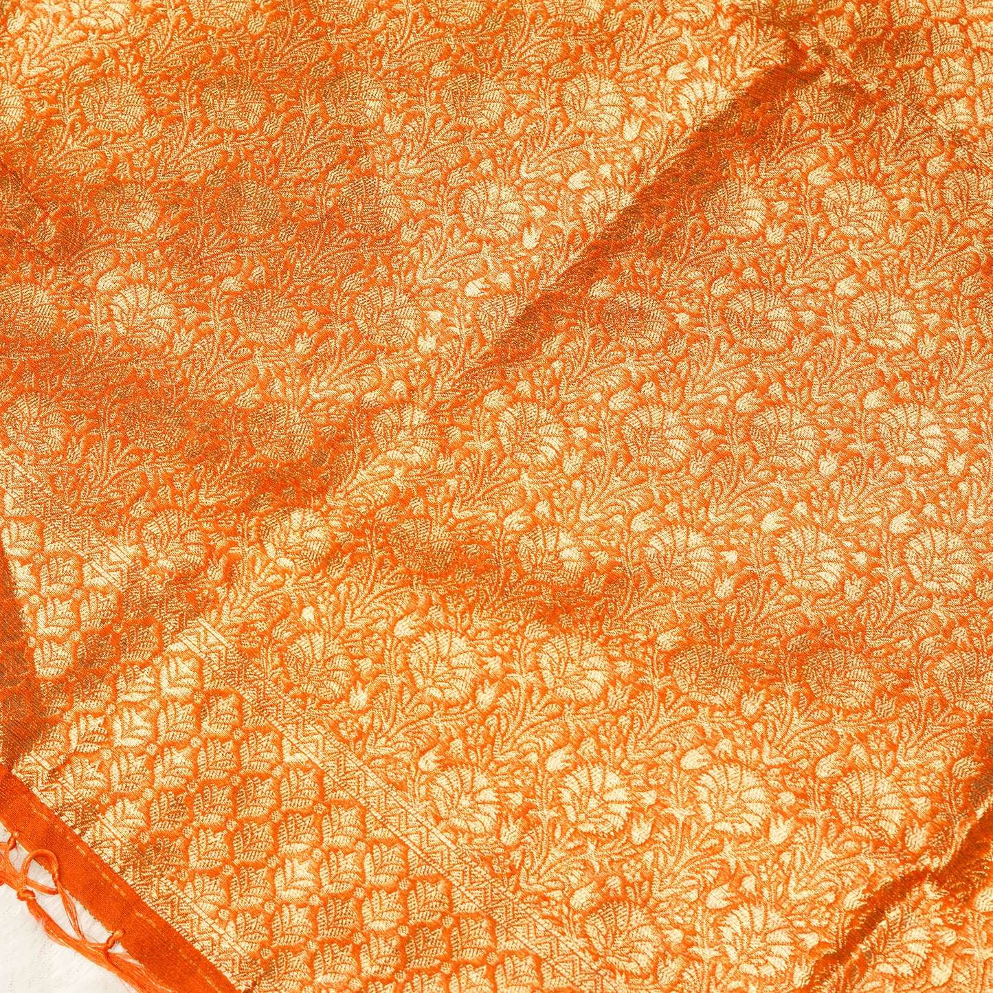 Rust Orange Zari Saree