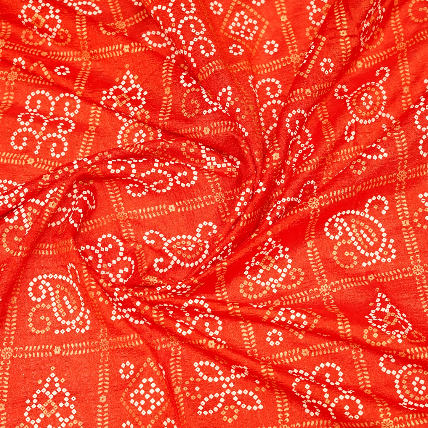 Red Bandhani Ghatchola Saree