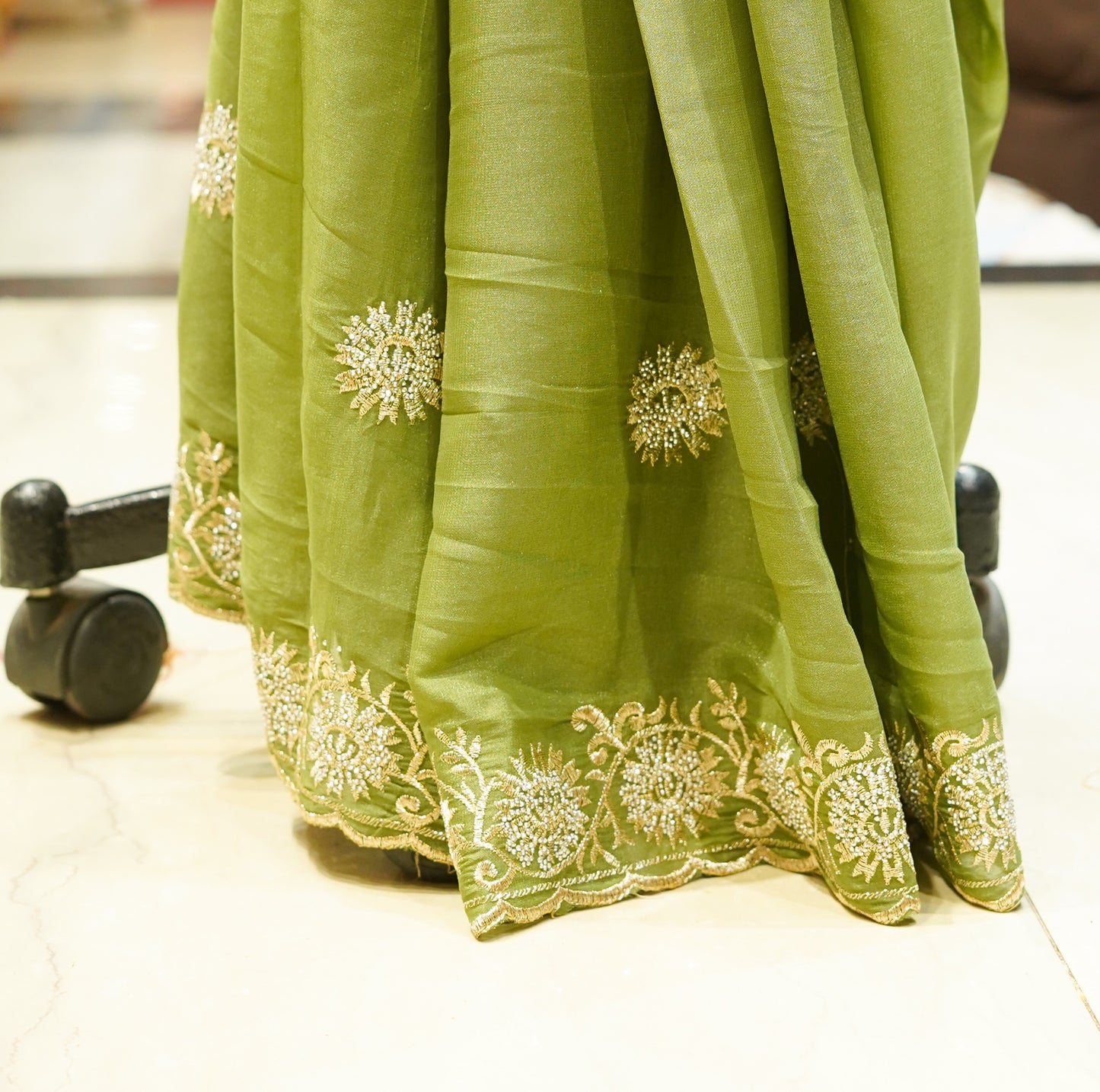 Pista Green Designer Saree