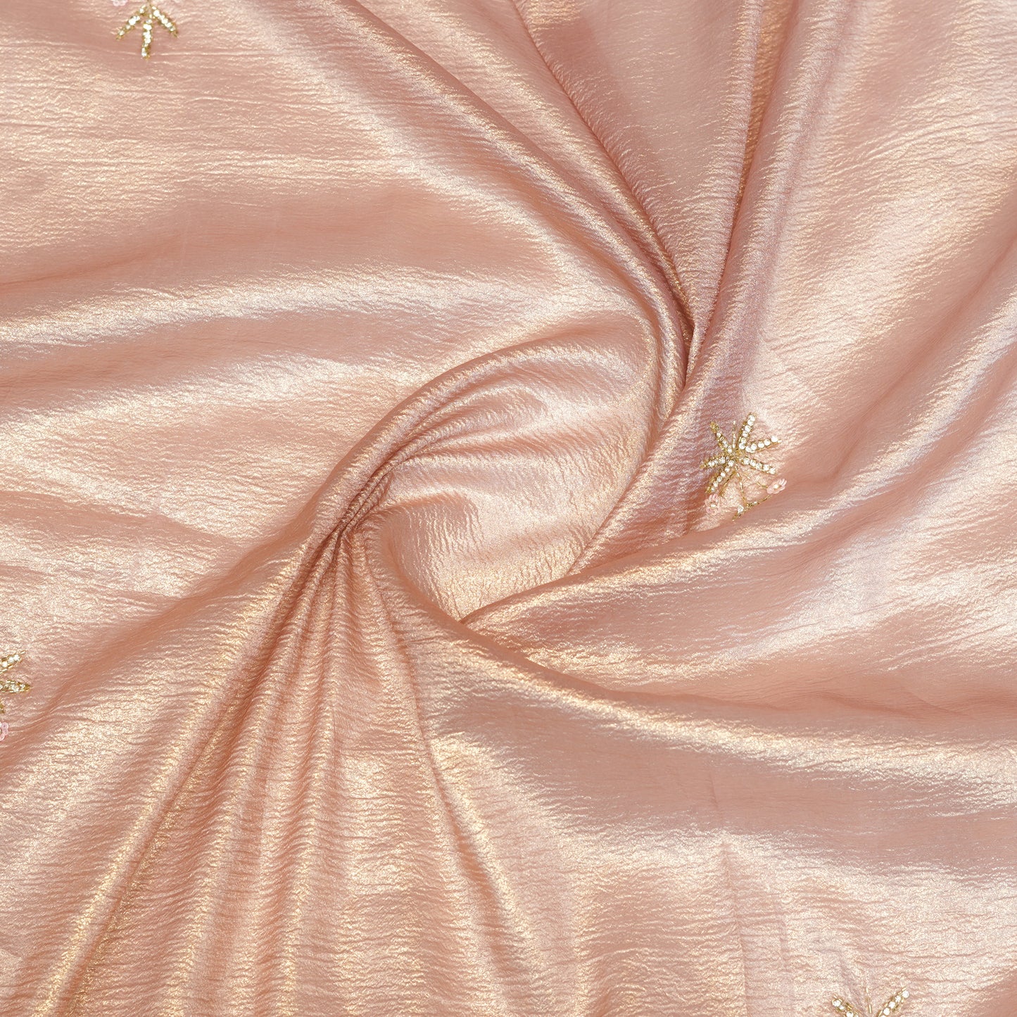 Onion Pink Wrinkle Tissue Silk Saree