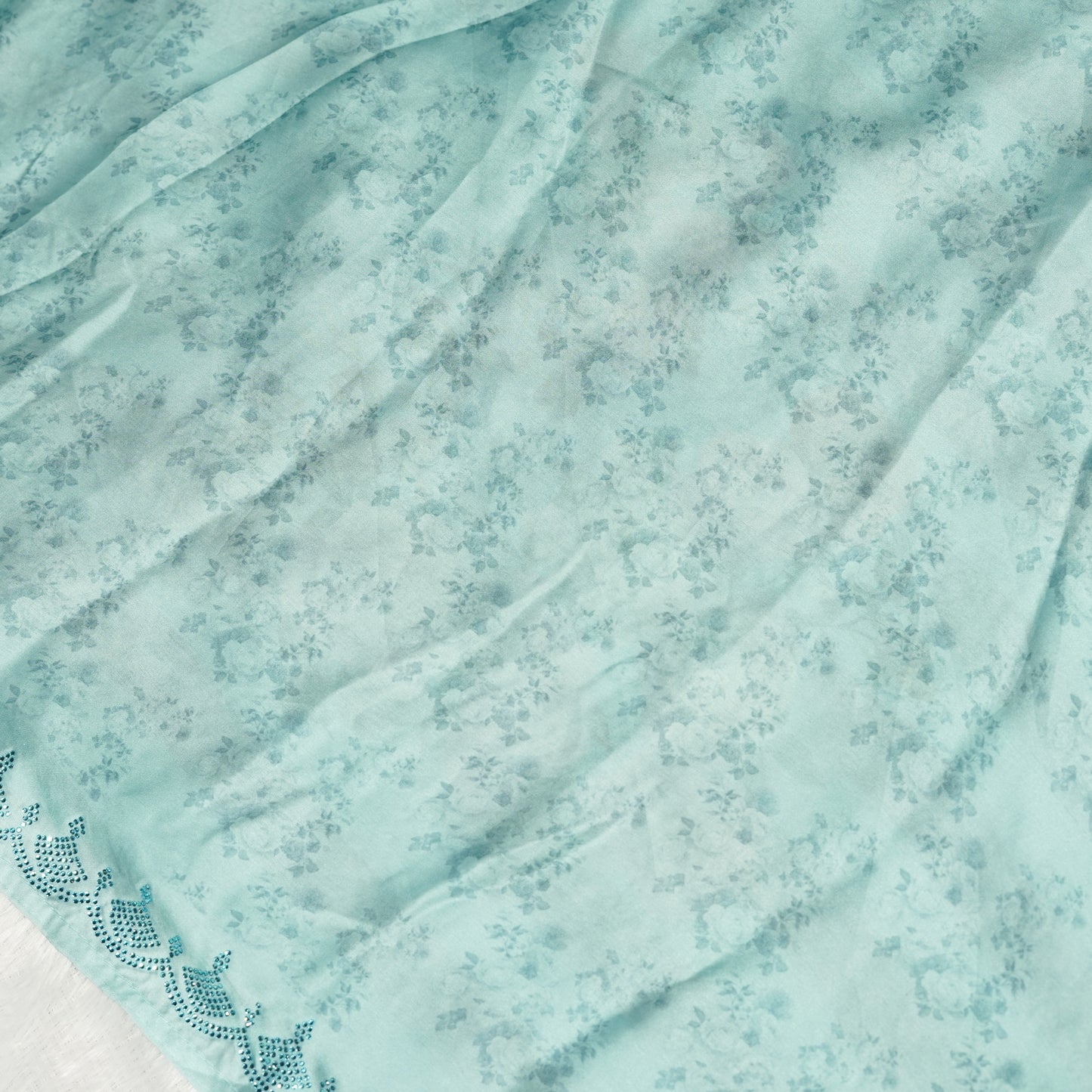 Blue crepe floral saree