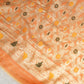 Peach Silver Zari Banarasi Saree
