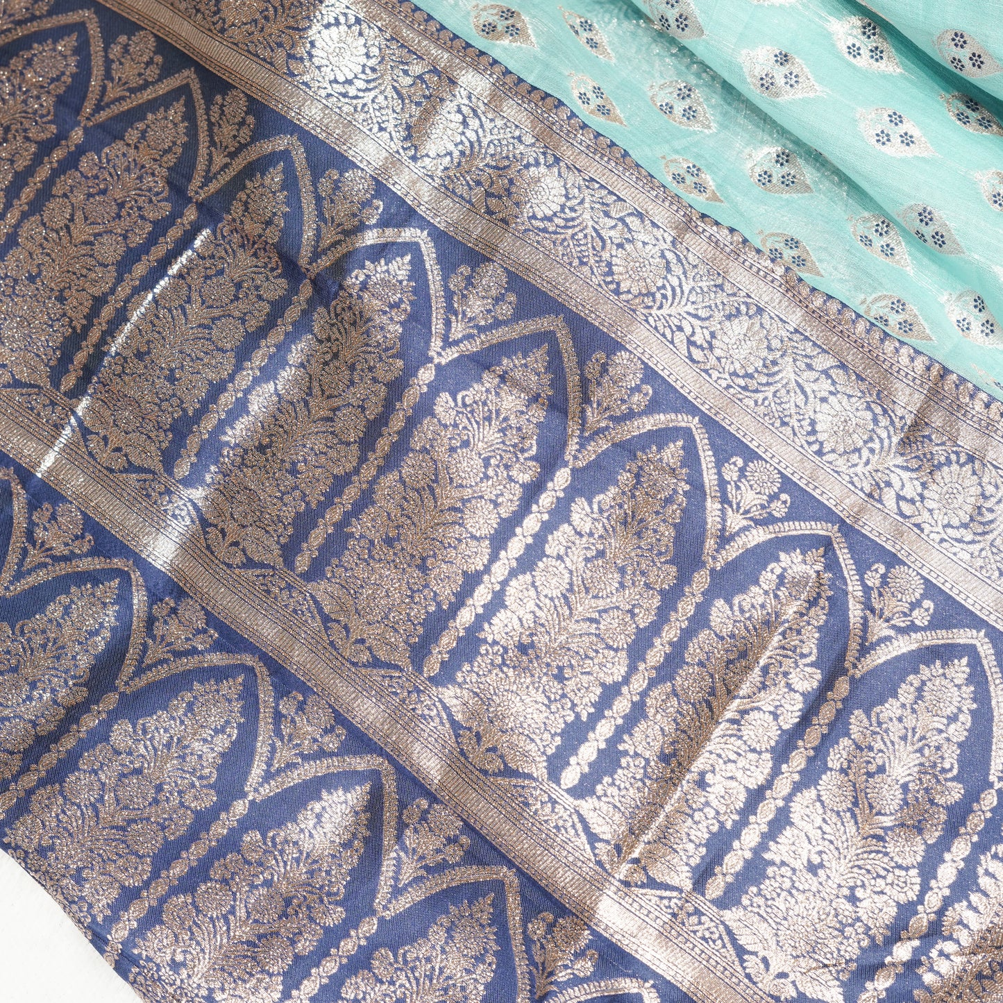 Sky blue cotton silk saree