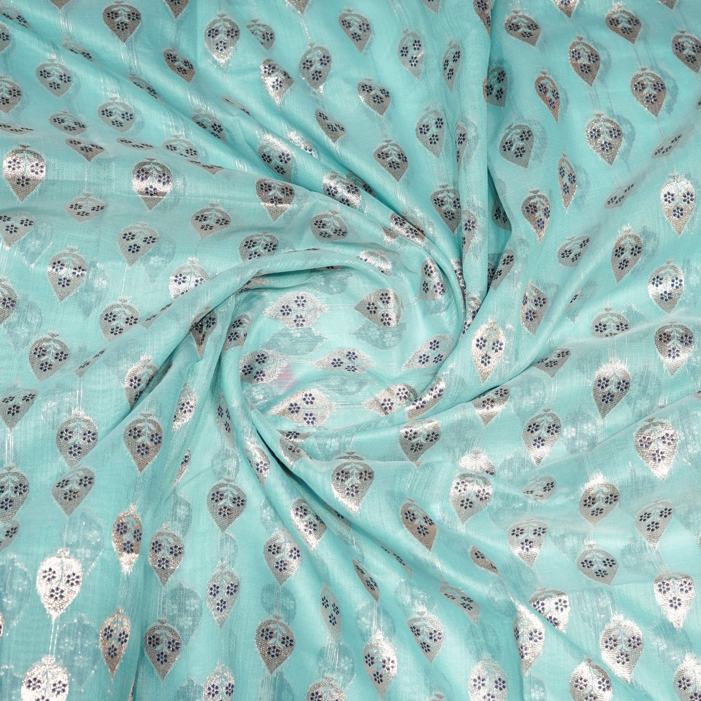 Sky blue cotton silk saree