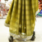 Green georgette saree with stitched blouse