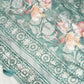 Blue georgette floral print with self weaving thread work