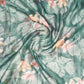 Blue georgette floral print with self weaving thread work