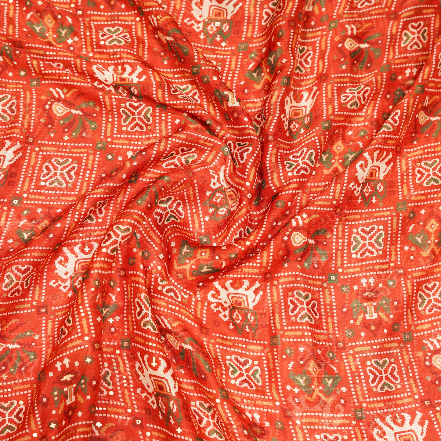 Red Bandej Georgette Saree