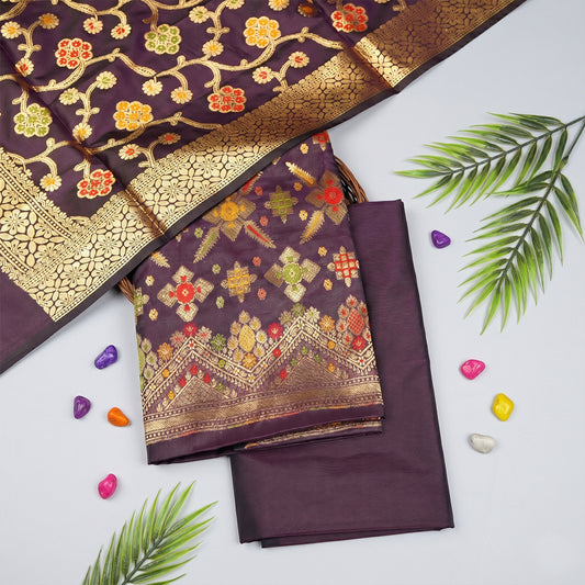 Dark Purple Banarasi Cotton Silk Fabric