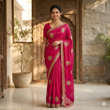 Pink Designer Gold Saree