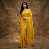 Mustard Yellow Chiffon Saree