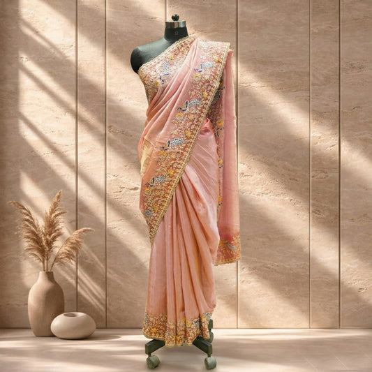 Gajri Pink Simaya Georgette Saree