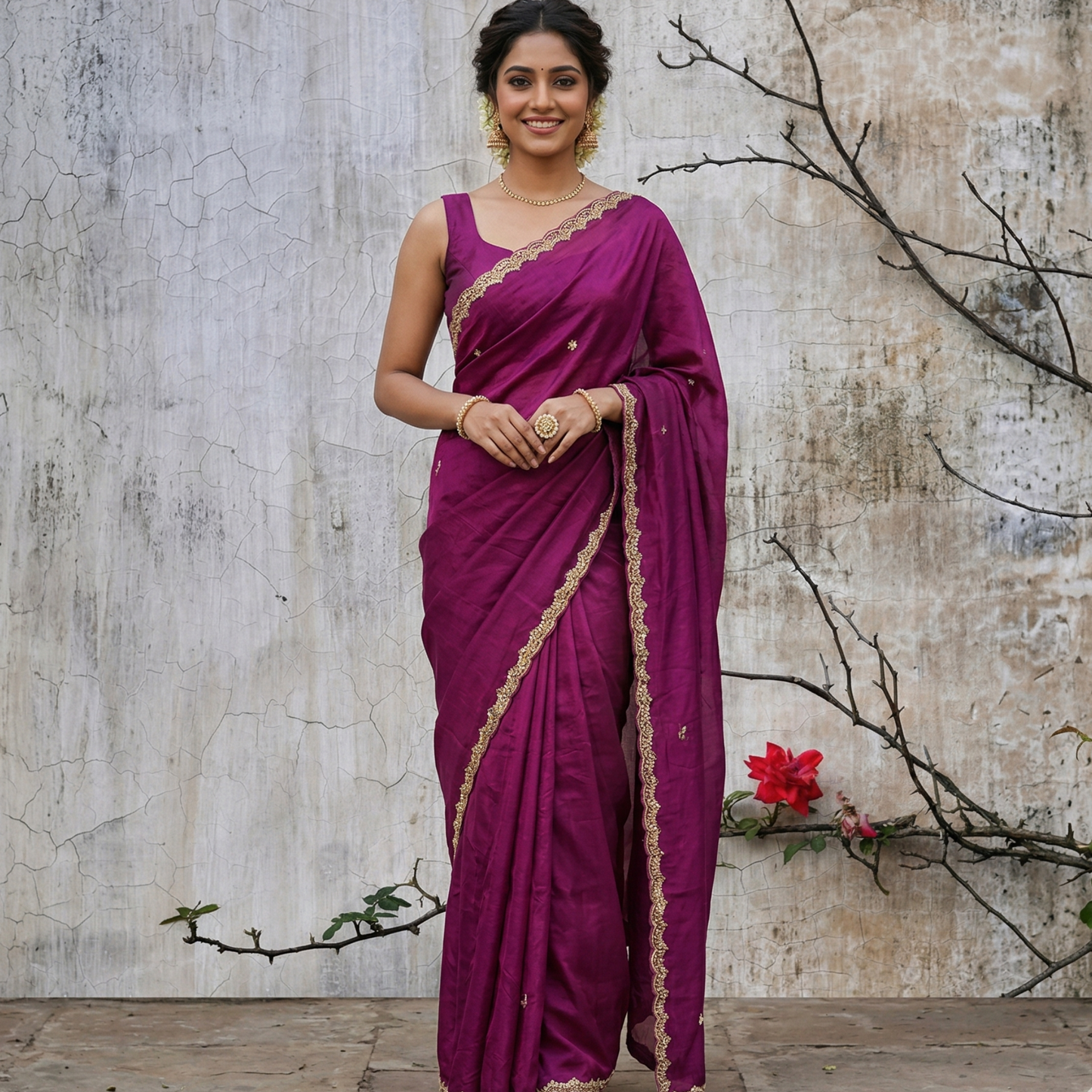 Brinjal Purple Mirror Saree