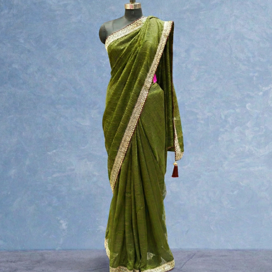 Bottle Green Sequin Saree