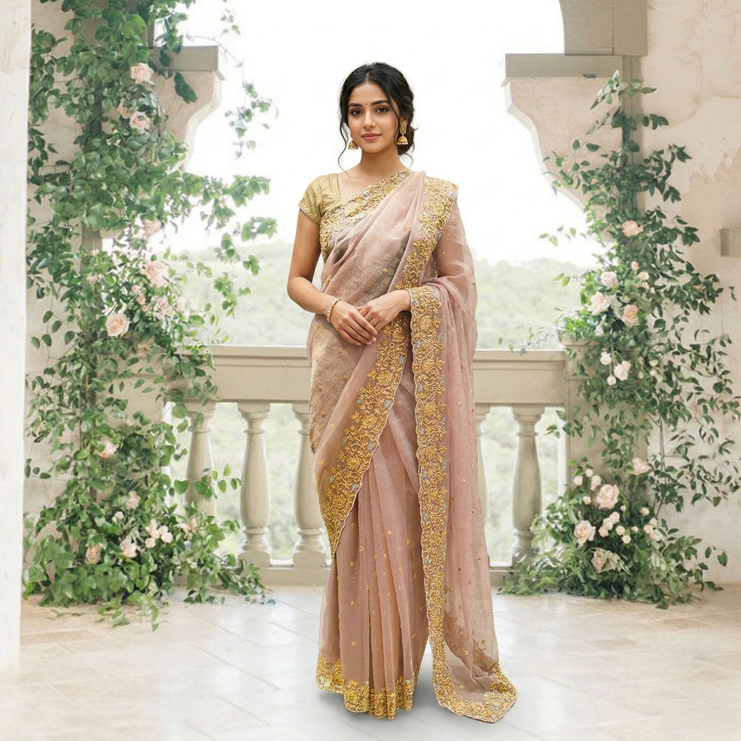 Lilac Multicolour Saree with Embroidered