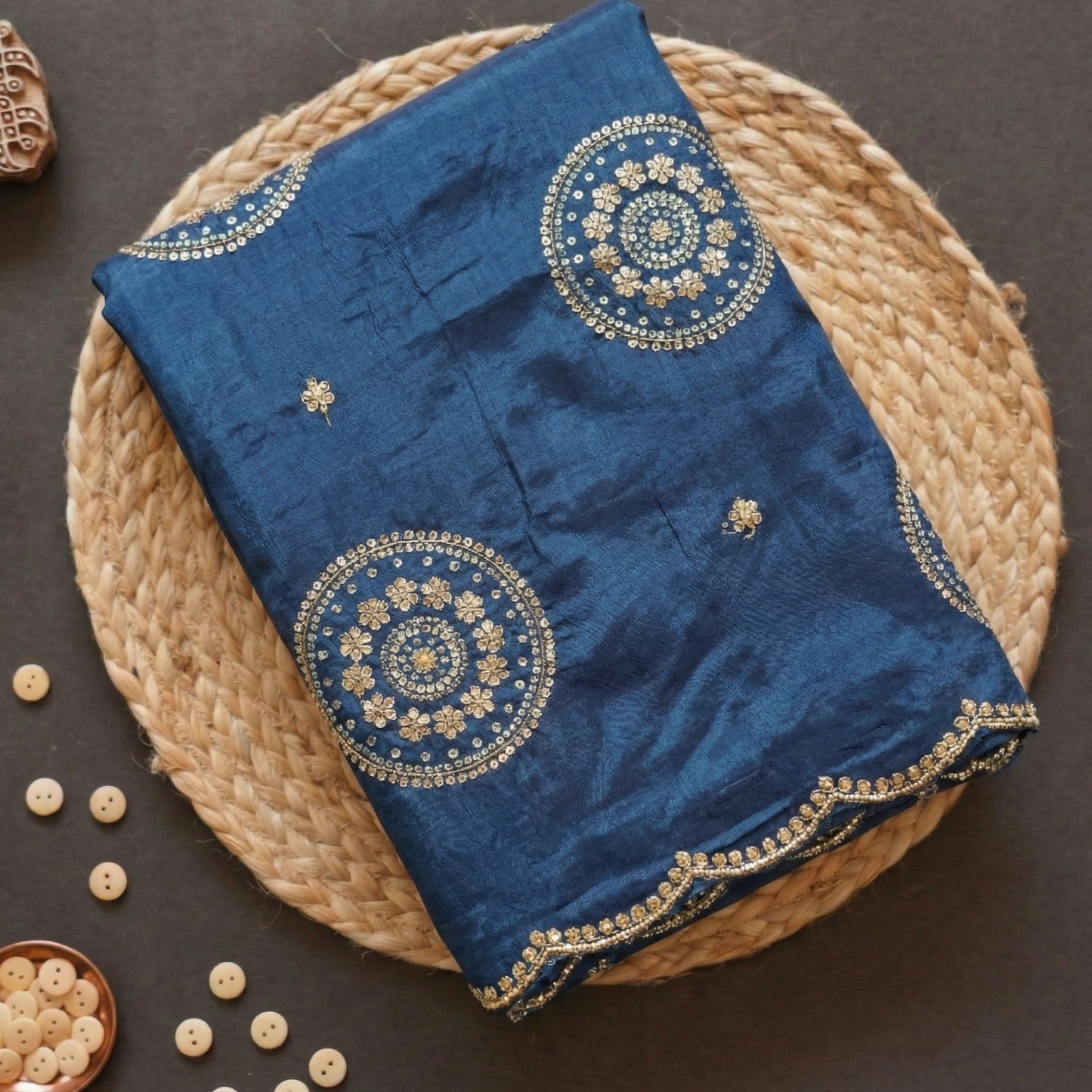 Navy Blue Bandhej Saree
