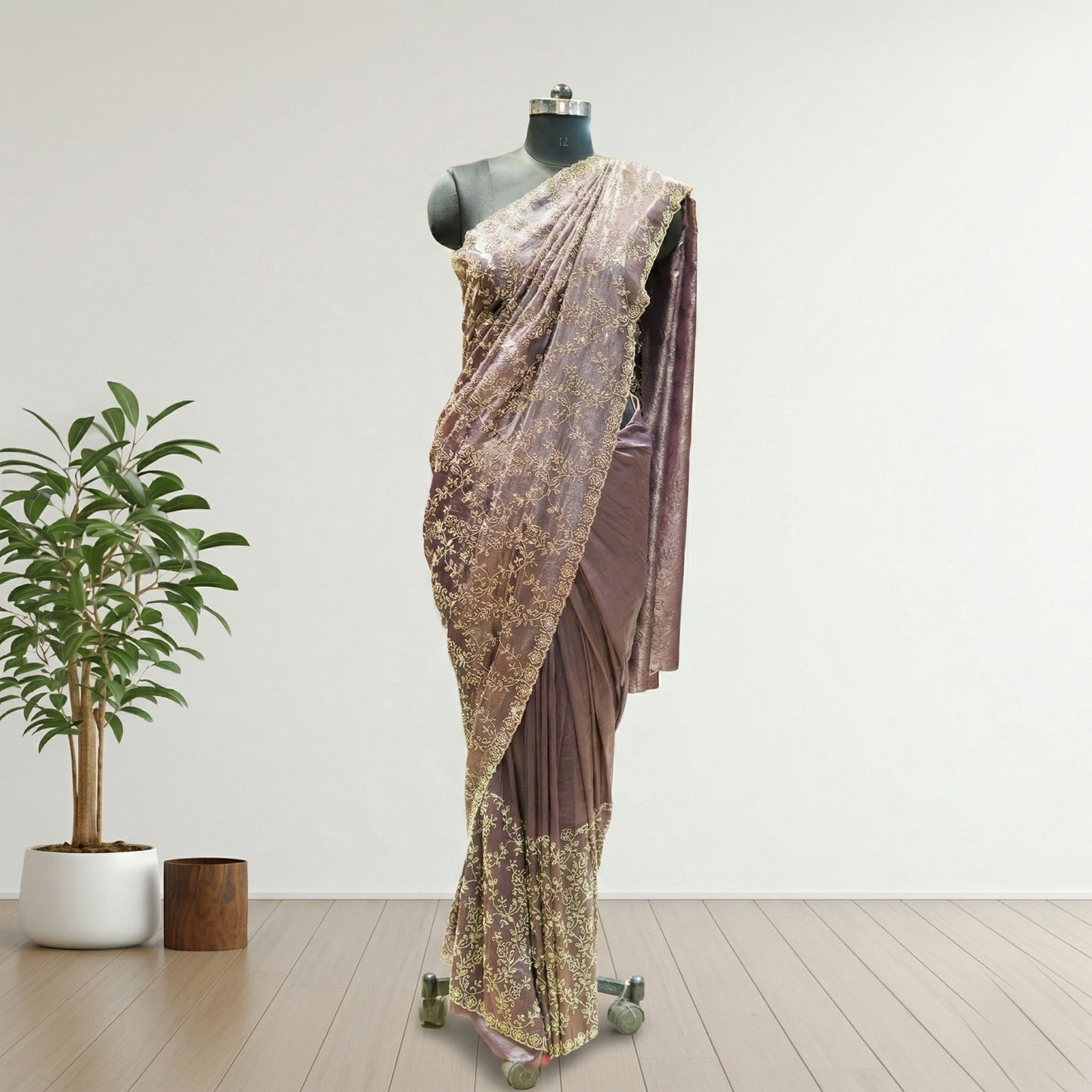 Purple Saree with All Over Stone Work