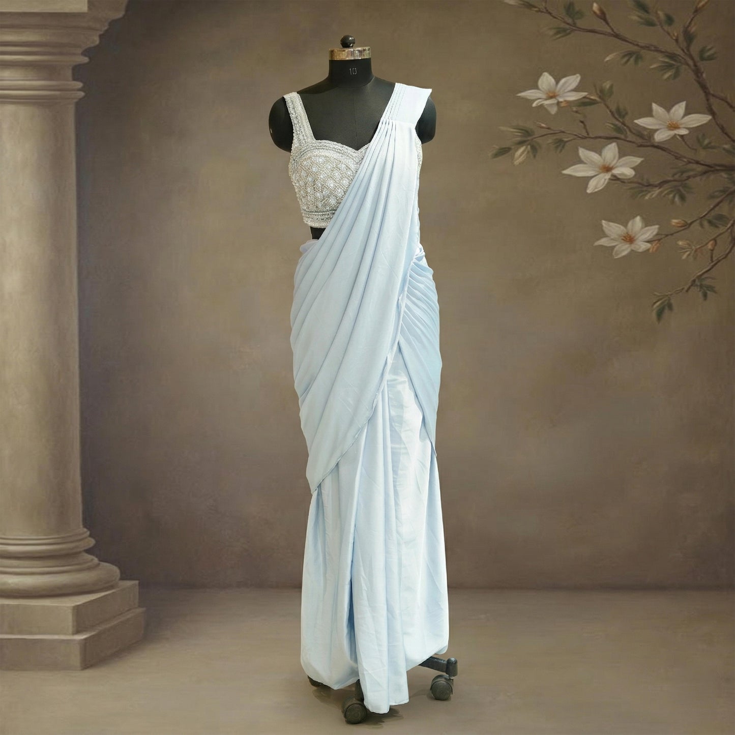 Sky Blue Pearl Saree