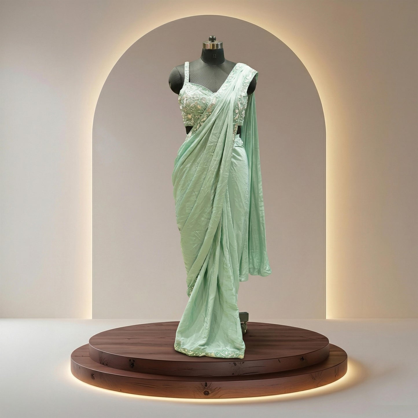 Mint Blue Crepe Saree