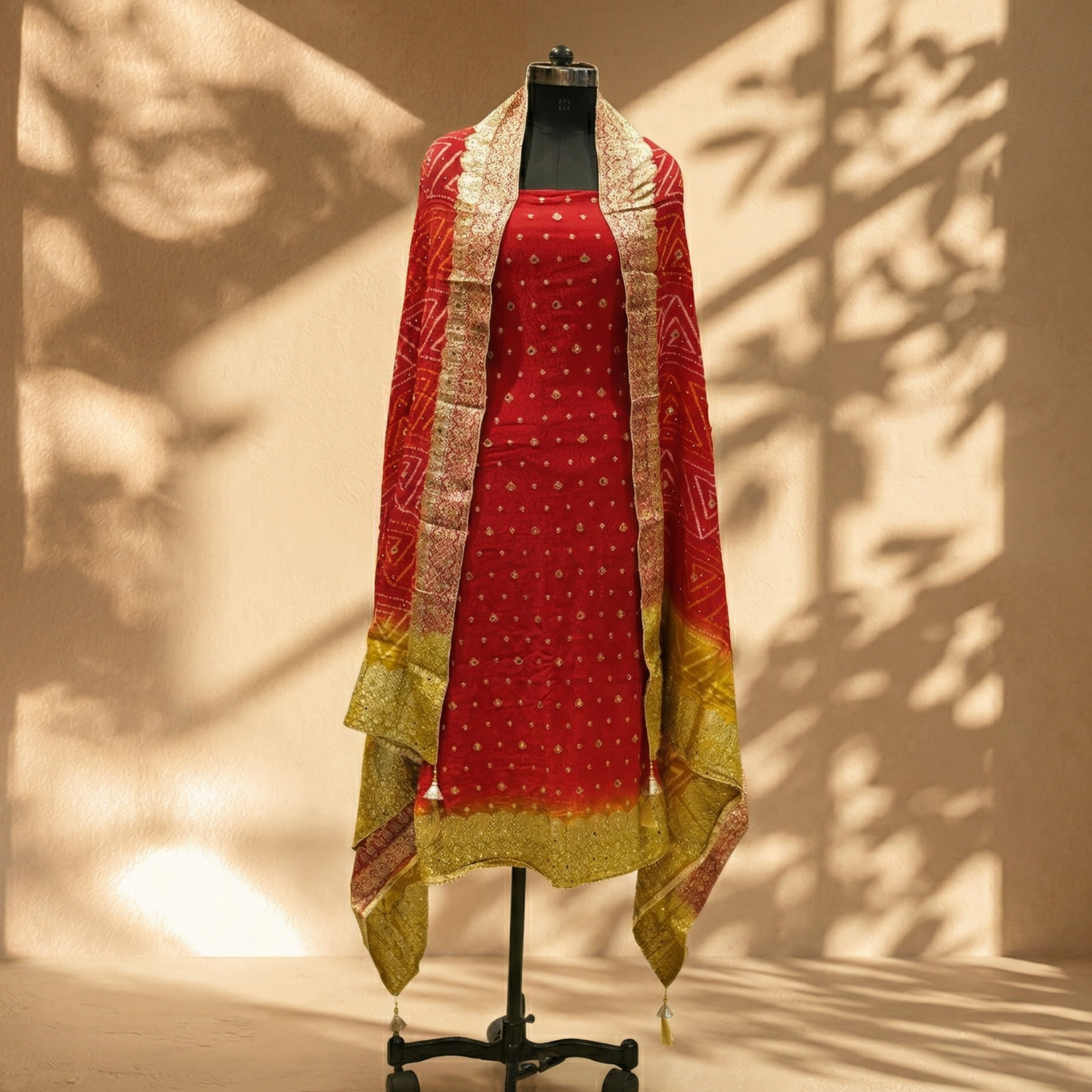 Red Pure Crepe Silk 3-Piece Suit Fabric