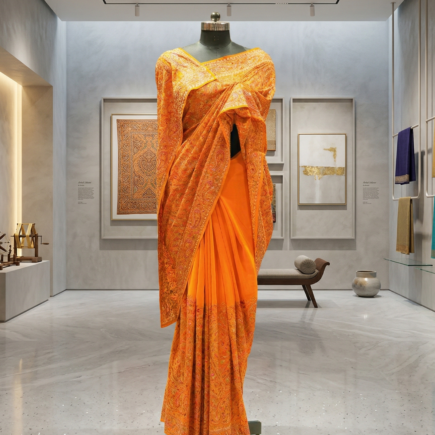 Mustard Yellow Designer Saree