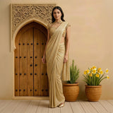 Golden Crushed Tissue Saree